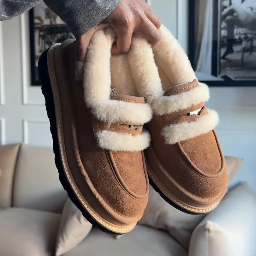 UGG x SACAI Tan Shearling Loafers - Chestnut - Picture 3 of 16